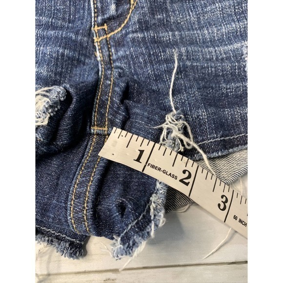 T Five Denim Y2K Low Rise Short Shorts Raw Hem Hipster Jean Sz 7 30 In Waist - Picture 7 of 7